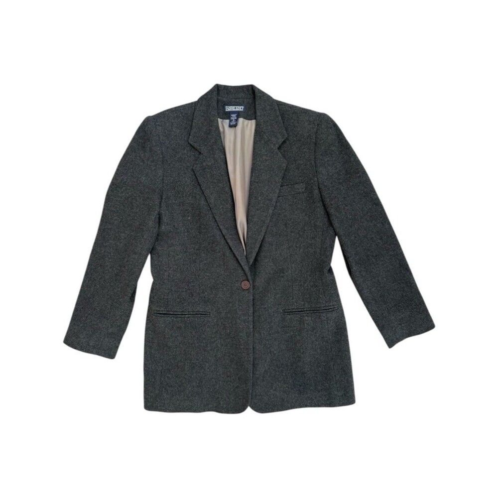 Lands End Wool Cashmere Coat Jacket Blazer Gray Quiet Luxury Capsule Women’s 12
